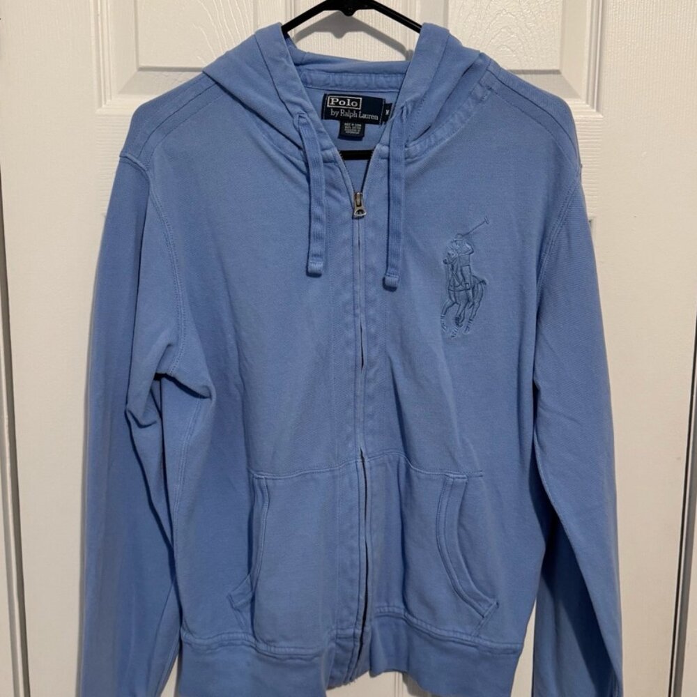 Polo Ralph Lauren Zip Hoodie (Light Blue, M)